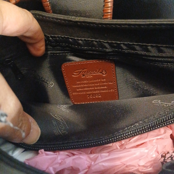 Fossil Black/Brown Leather Del Rio Shoulder Bag - Picture 4 of 5